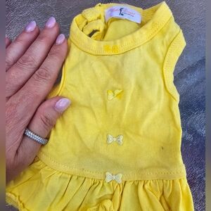XX SMALL yellow dog dress with 3 bows